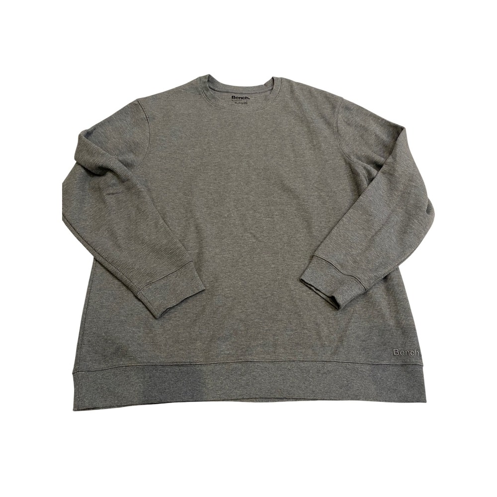 Bench Urbanwear Mens XL Gray Waffle Knit Thermal Long Sleeve Crew Neck Shirt